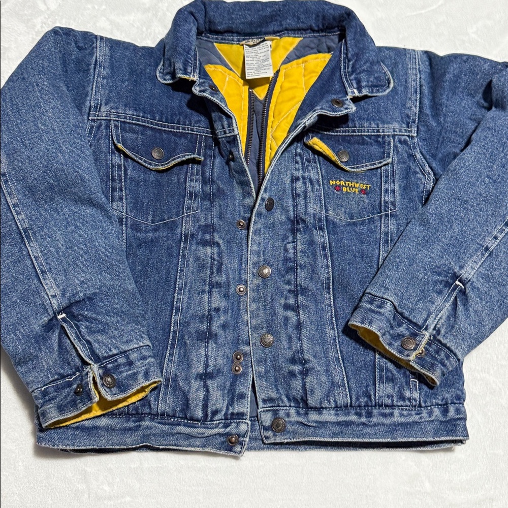 Vintage Northwest Blue Denim Jacket with Bright Yellow Interior